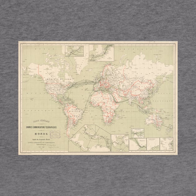 Vintage Map of The World (1898) by Bravuramedia